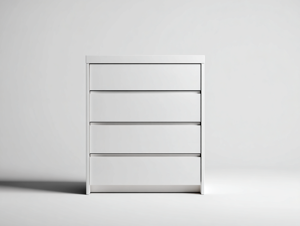 Cómoda moderna con 4 cajones para dormitorio 90x45x95 cm - blanco - diseño minimalista funcional-Pinemyhaus