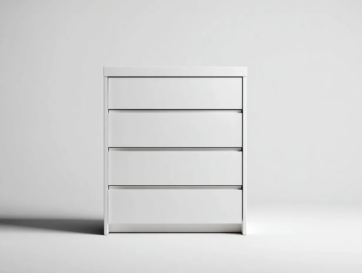 Cómoda moderna con 4 cajones para dormitorio 90x45x95 cm - blanco - diseño minimalista funcional-Pinemyhaus