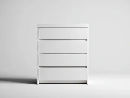 Cómoda moderna con 4 cajones para dormitorio 90x45x95 cm - blanco - diseño minimalista funcional-Pinemyhaus