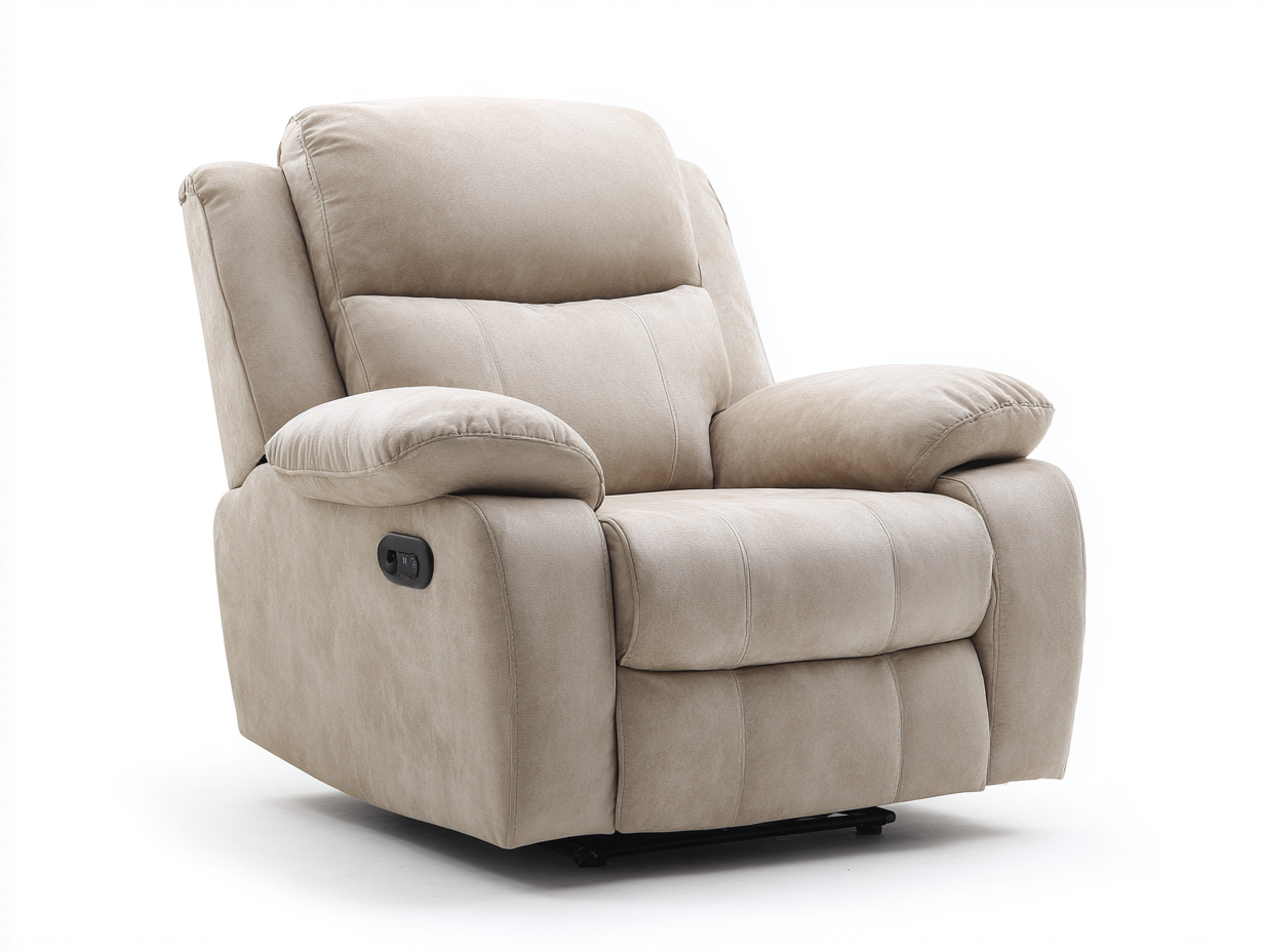 Sillón reclinable eléctrico acolchado con reposabrazos amplios 92x98x105 cm - beige - diseño moderno confortable-Pinemyhaus