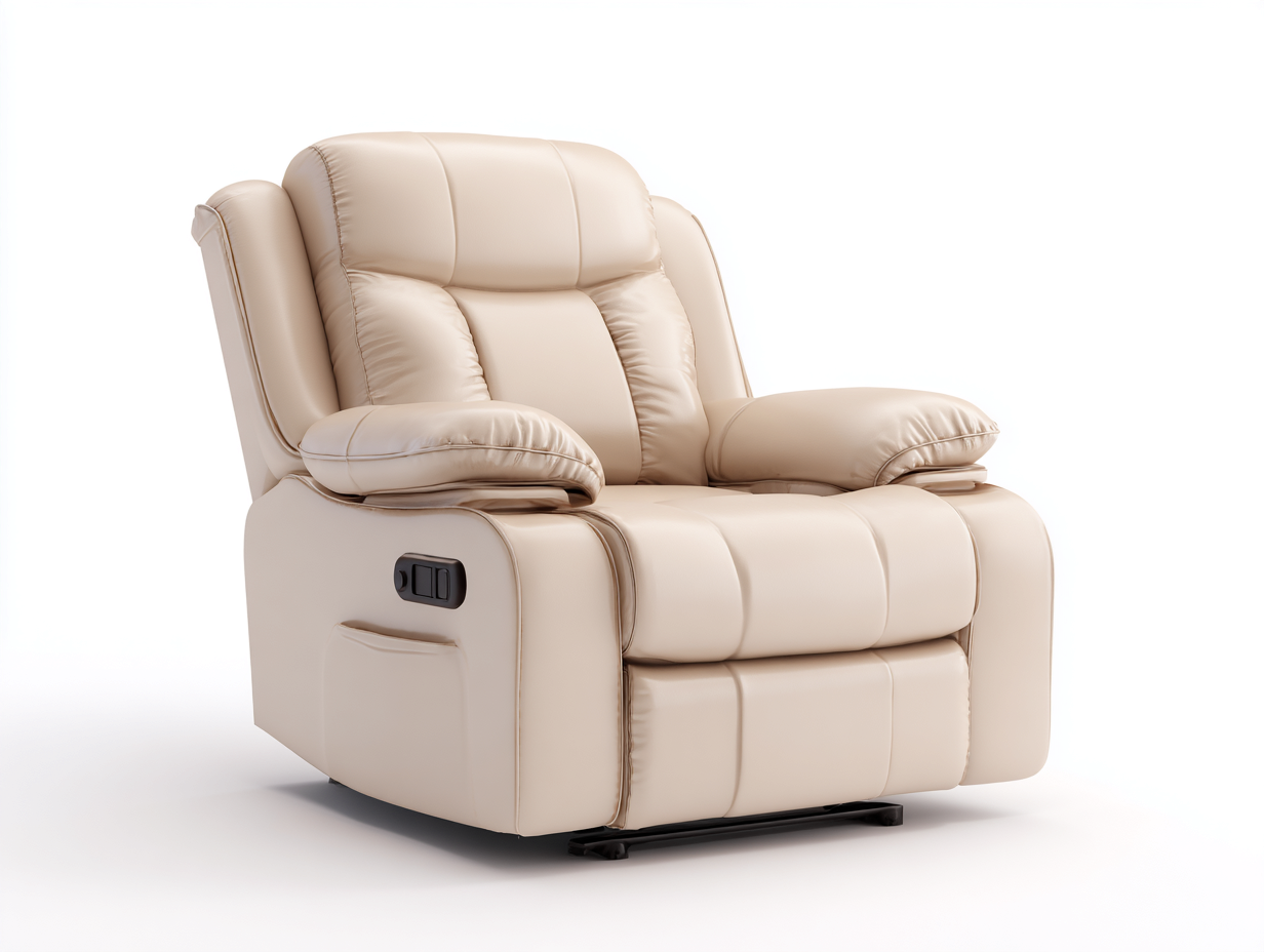 Sillones reclinables acolchados 95x90x105 cm - beige - sillón relax moderno para sala de estar-Pinemyhaus