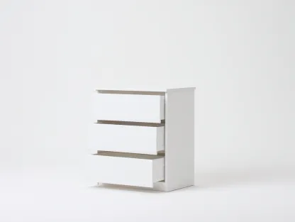 Cómodas de madera con 3 cajones 60x40x70 cm - blanco - diseño moderno para dormitorio-Pinemyhaus