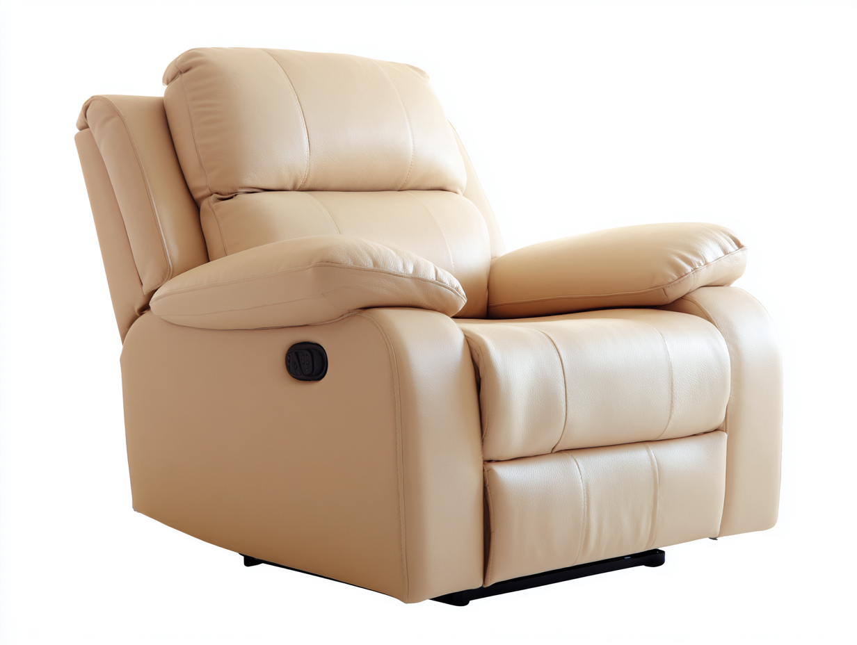 Sillones reclinables de cuero sintético 92x96x104 cm color beige para salón estilo moderno-Pinemyhaus