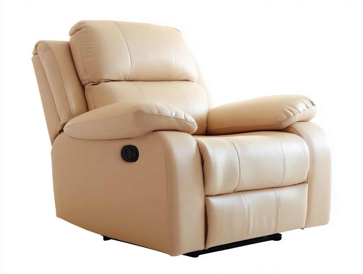 Sillones reclinables de cuero sintético 92x96x104 cm color beige para salón estilo moderno-Pinemyhaus