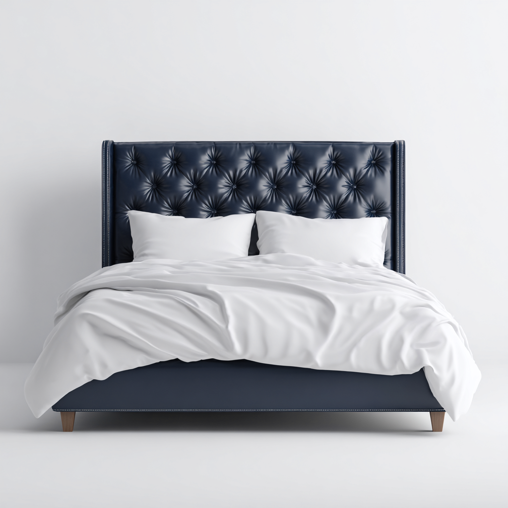 Camas matrimoniales tapizado 215x165x132 cm - azul oscuro - diseño clásico-Homiuply
