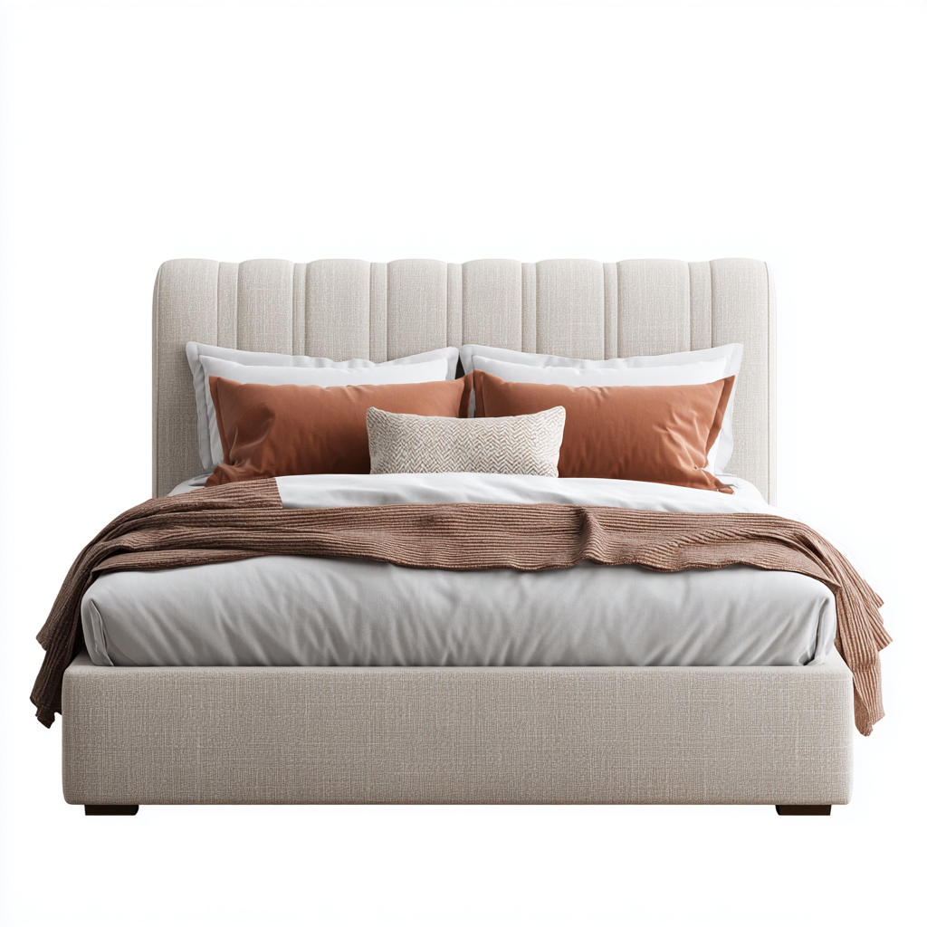 Camas matrimoniales tela estructura tapizada 200x160x120 cm - beige - adecuada para dormitorio - diseño moderno-Homiuply