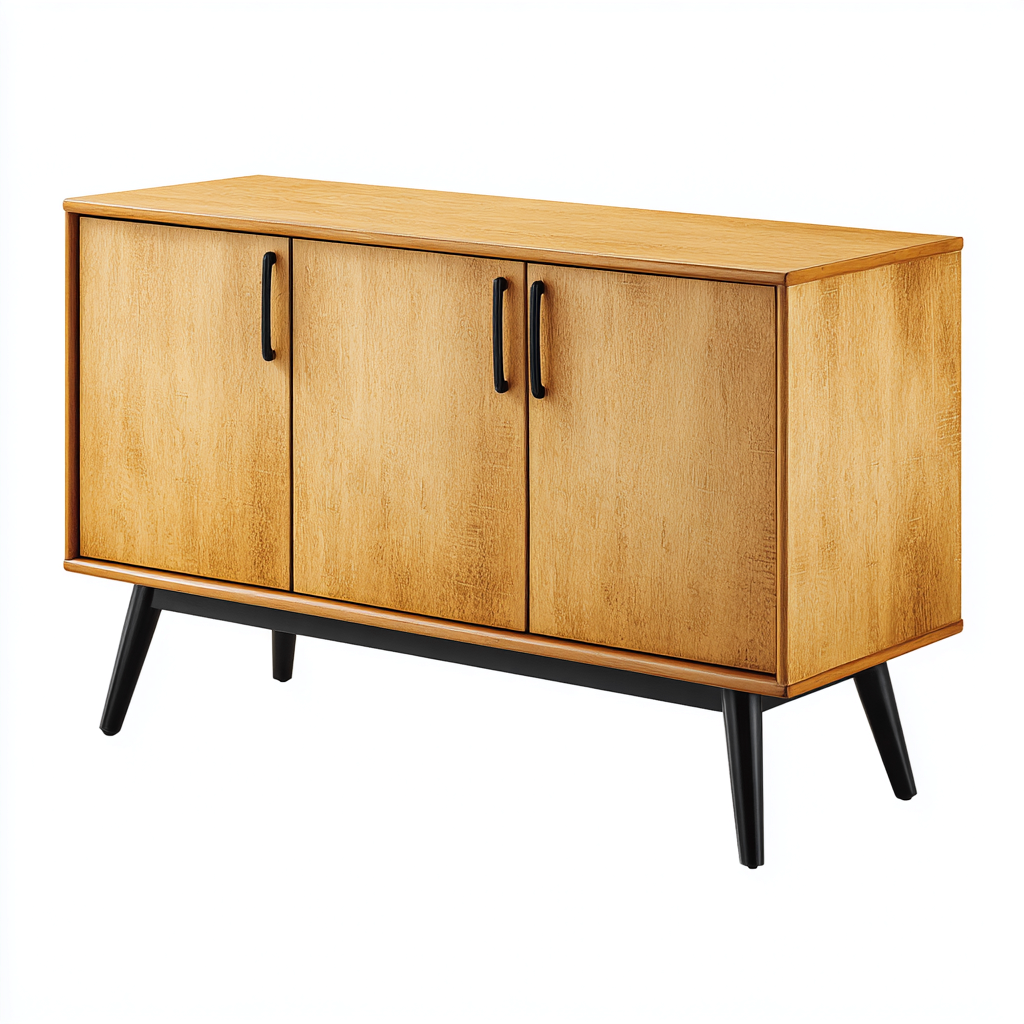 Mueble de TV madera 120x40x75 cm madera clara-negro - diseño moderno para salón-Homiuply