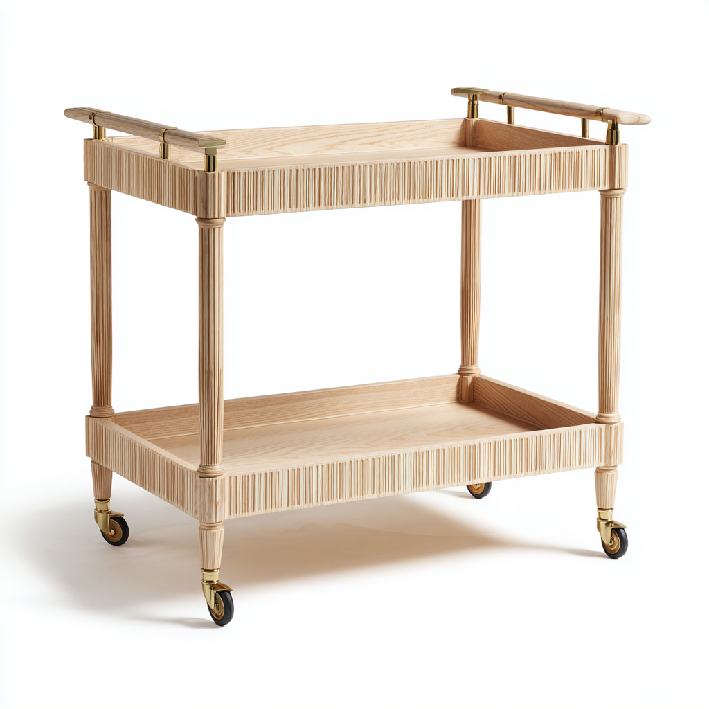Carrito de cocina madera 78x46x88 cm - madera clara - adecuado para cocina - diseño funcional-Homiuply