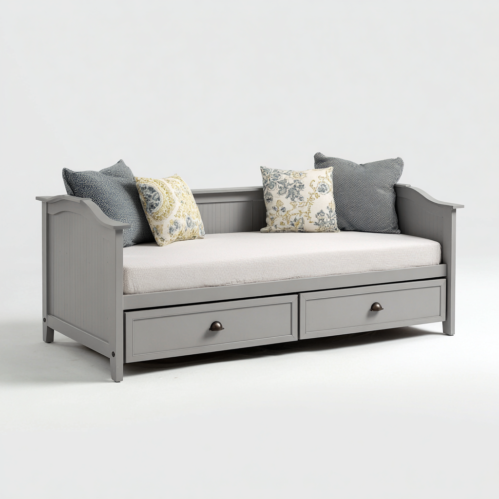 Sofá cama madera 210x95x95 cm - gris-blanco - diseño clásico-Homiuply