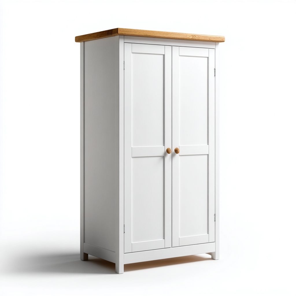 Armario de cocina madera 90x45x160 cm - blanco-madera - adecuado para cocina - diseño moderno-Homiuply