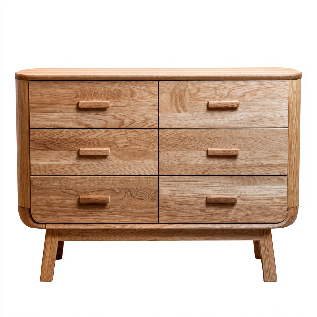 Cómodas cajonera de madera 110x45x85 cm - madera - diseño escandinavo de seis cajones-Homiuply