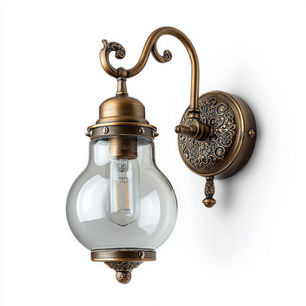 Aplique de pared metal y cristal 33x17x28 cm - latón envejecido-transparente - diseño vintage decorativo para interior-Homiuply