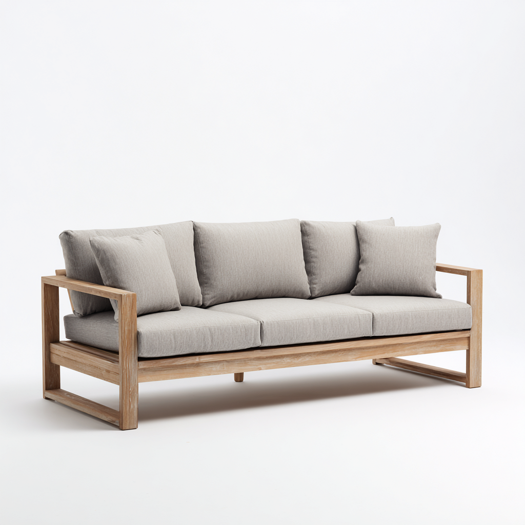 Sofás de jardín madera 190x80x82 cm - gris madera - estilo natural-Homiuply