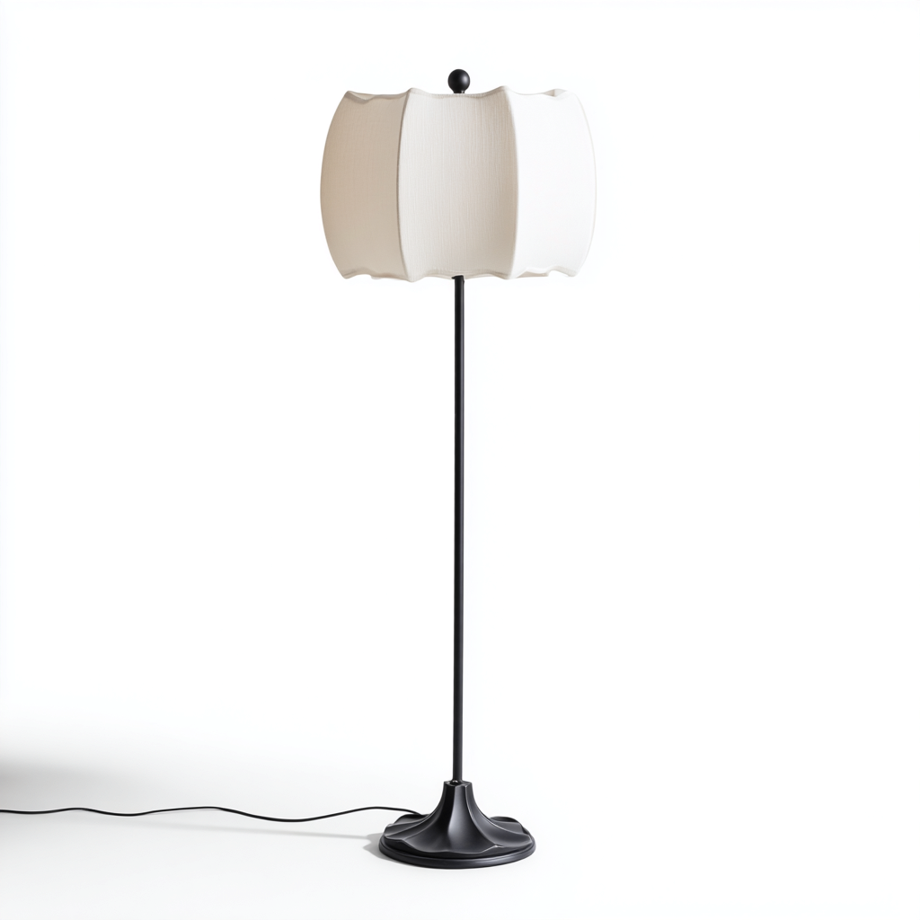 Lámpara de pie metal y tela 33x33x158 cm - negro-blanco - adecuada para salón - diseño moderno-Homiuply