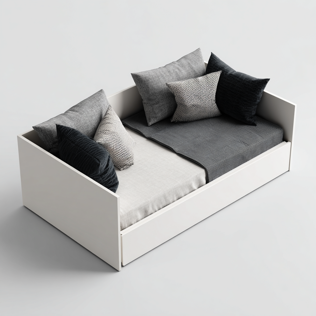 Sofá cama madera 210x95x90 cm - blanco-gris - adecuado para dormitorio - con cajones de almacenamiento-Homiuply