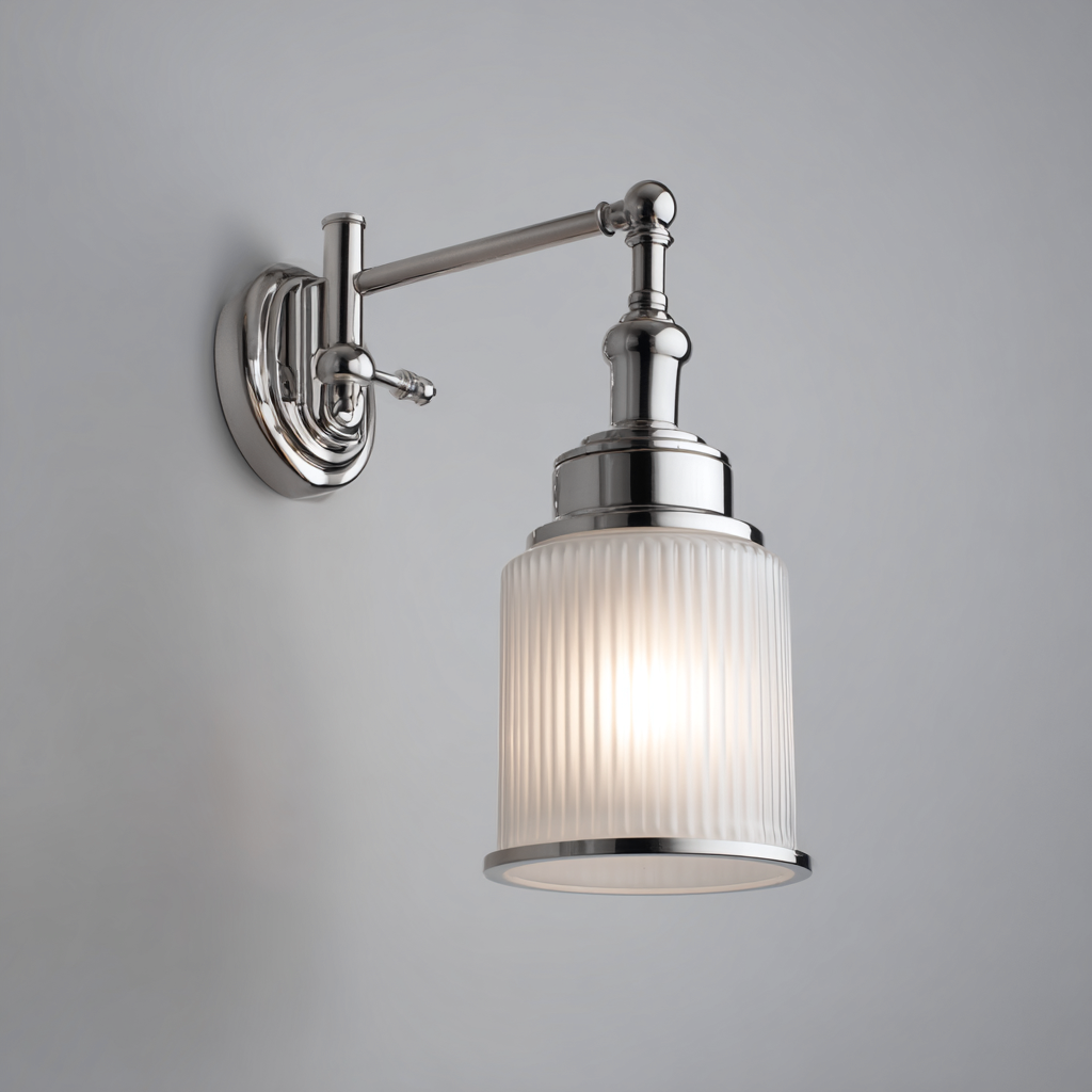 Aplique de pared metal y cristal 30x15x20 cm - cromo-plata-blanco - diseño clásico para interior-Homiuply