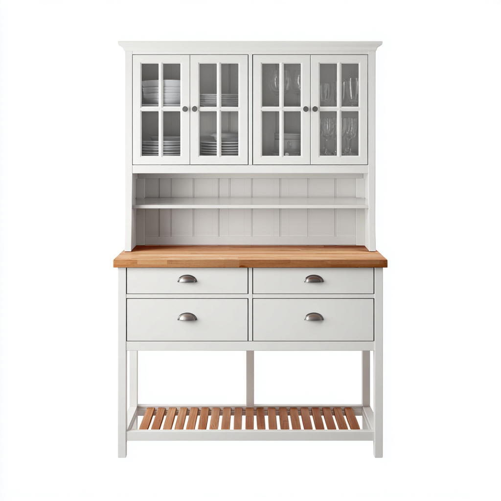 Armario de cocina madera 105x45x190 cm - blanco-madera - adecuado para cocina - diseño clásico-Homiuply