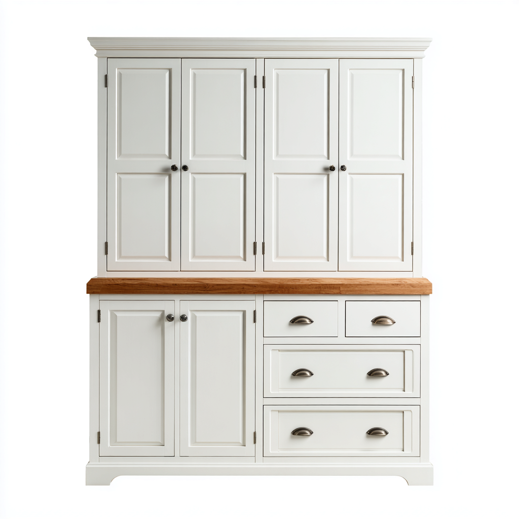 Armario de cocina madera 130x48x195 cm - blanco-madera - adecuado para cocina - diseño clásico-Homiuply