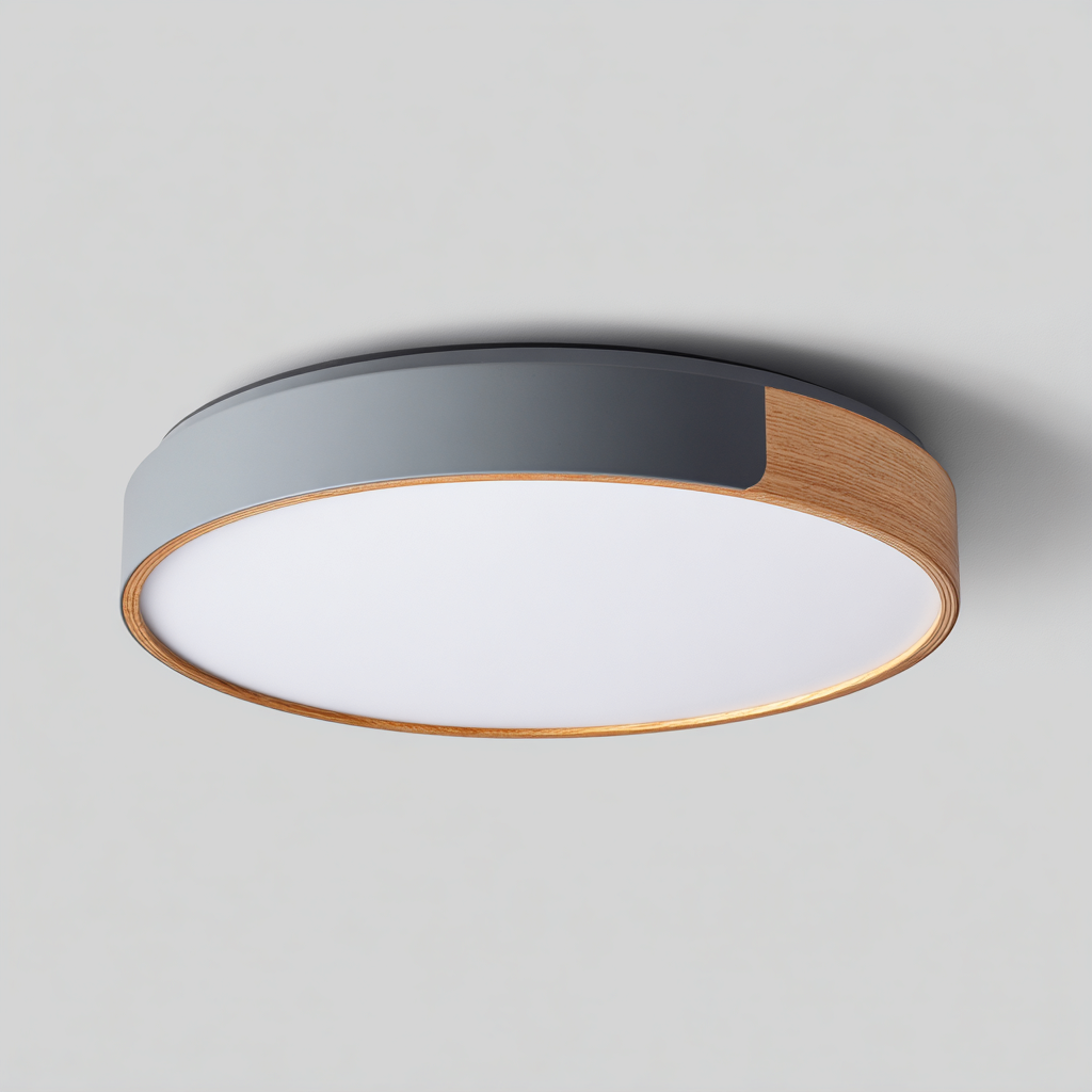 Lampara de techo metal madera 30x30x6 cm azul-madera apto para interior diseno moderno-Homiuply