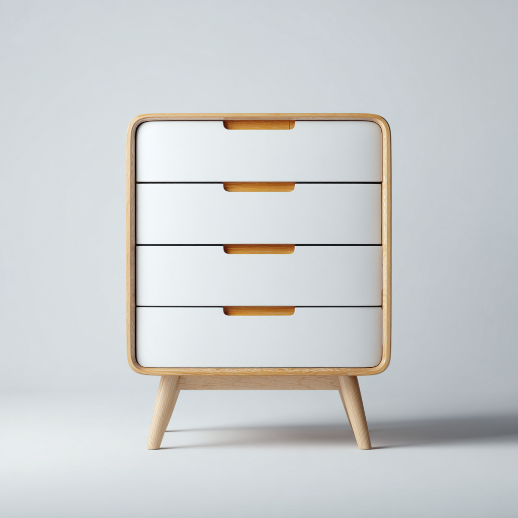 Cómodas Chifonier de madera 75x40x95 cm - blanco y roble - diseño nórdico minimalista-Homiuply