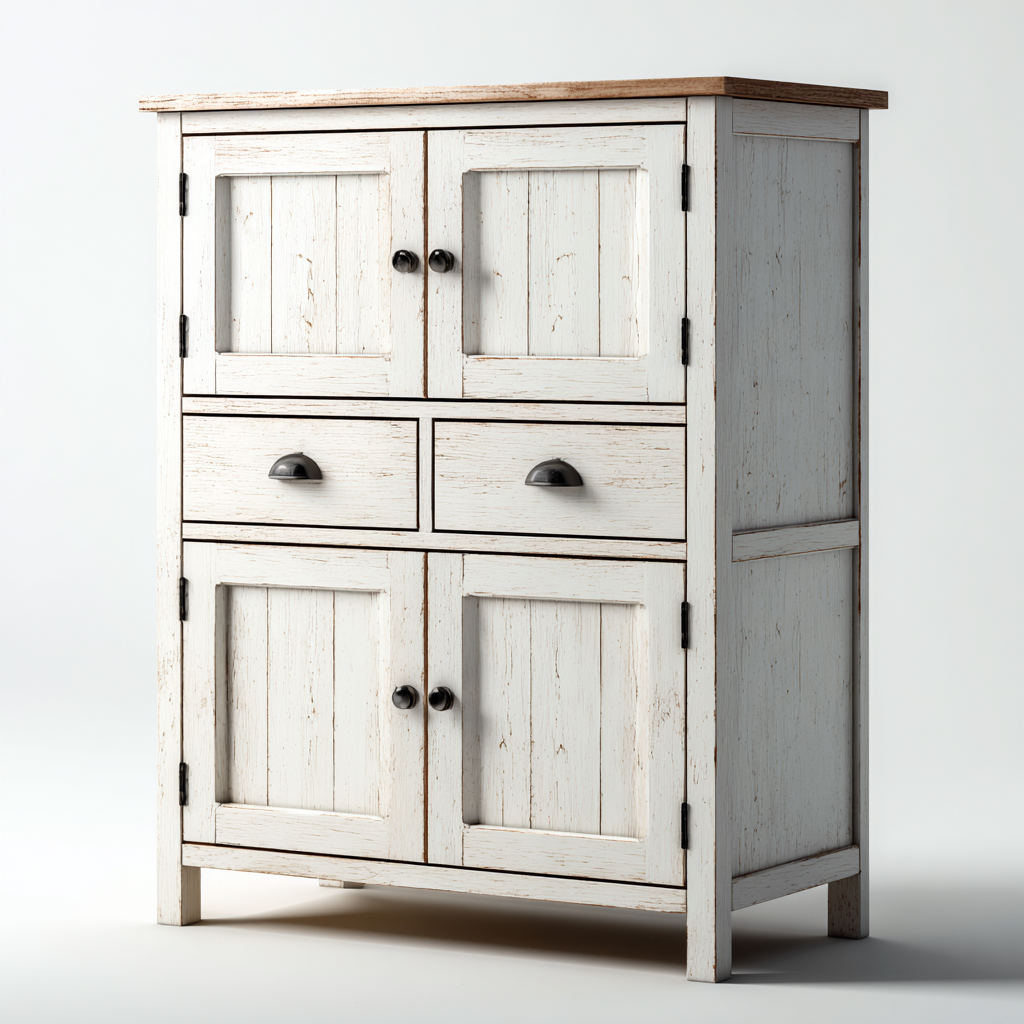 Armario de cocina madera 85x40x120 cm - blanco-madera - adecuado para cocina - diseño rústico-Homiuply