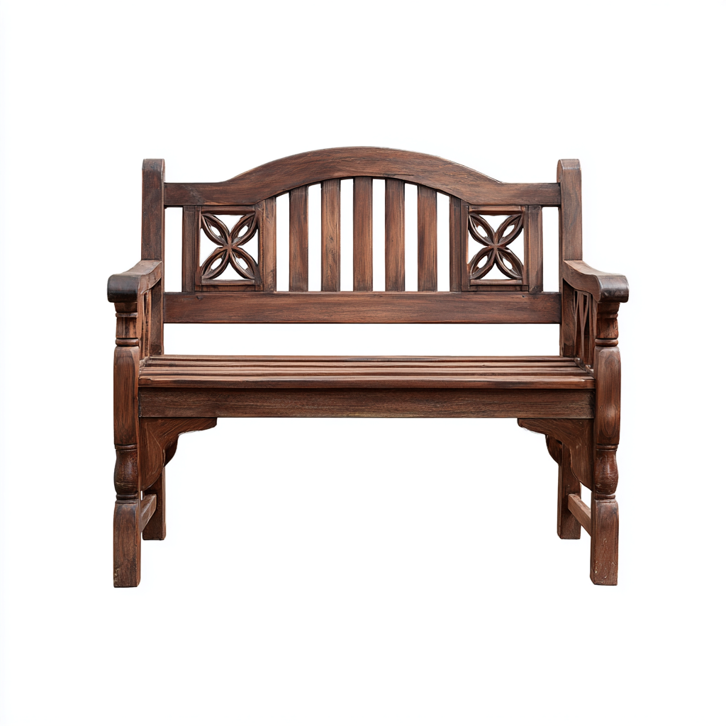 Bancos de jardín madera maciza tallada 110x58x95 cm - color nogal - diseño clásico-Homiuply