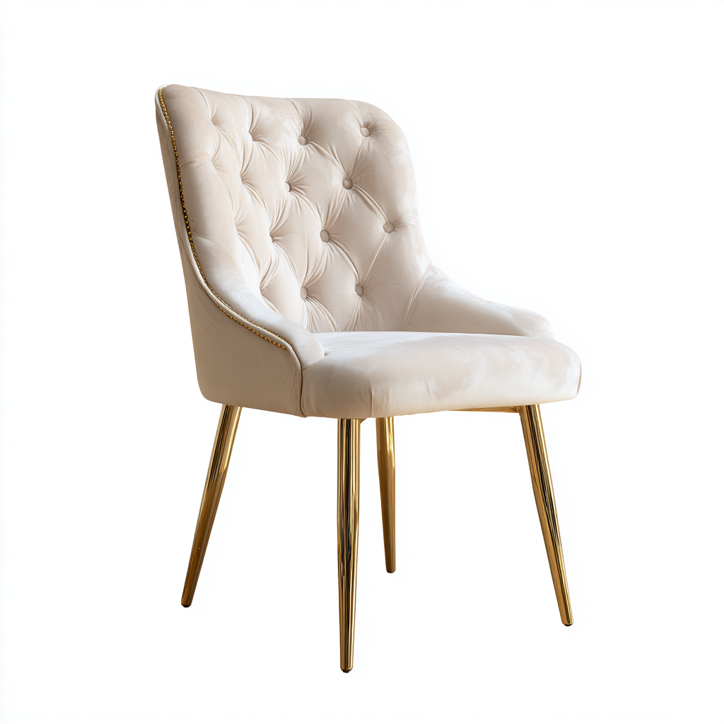 Silla de comedor tapizada 54x56x88 cm - beige-oro - diseño clásico-Oakuply