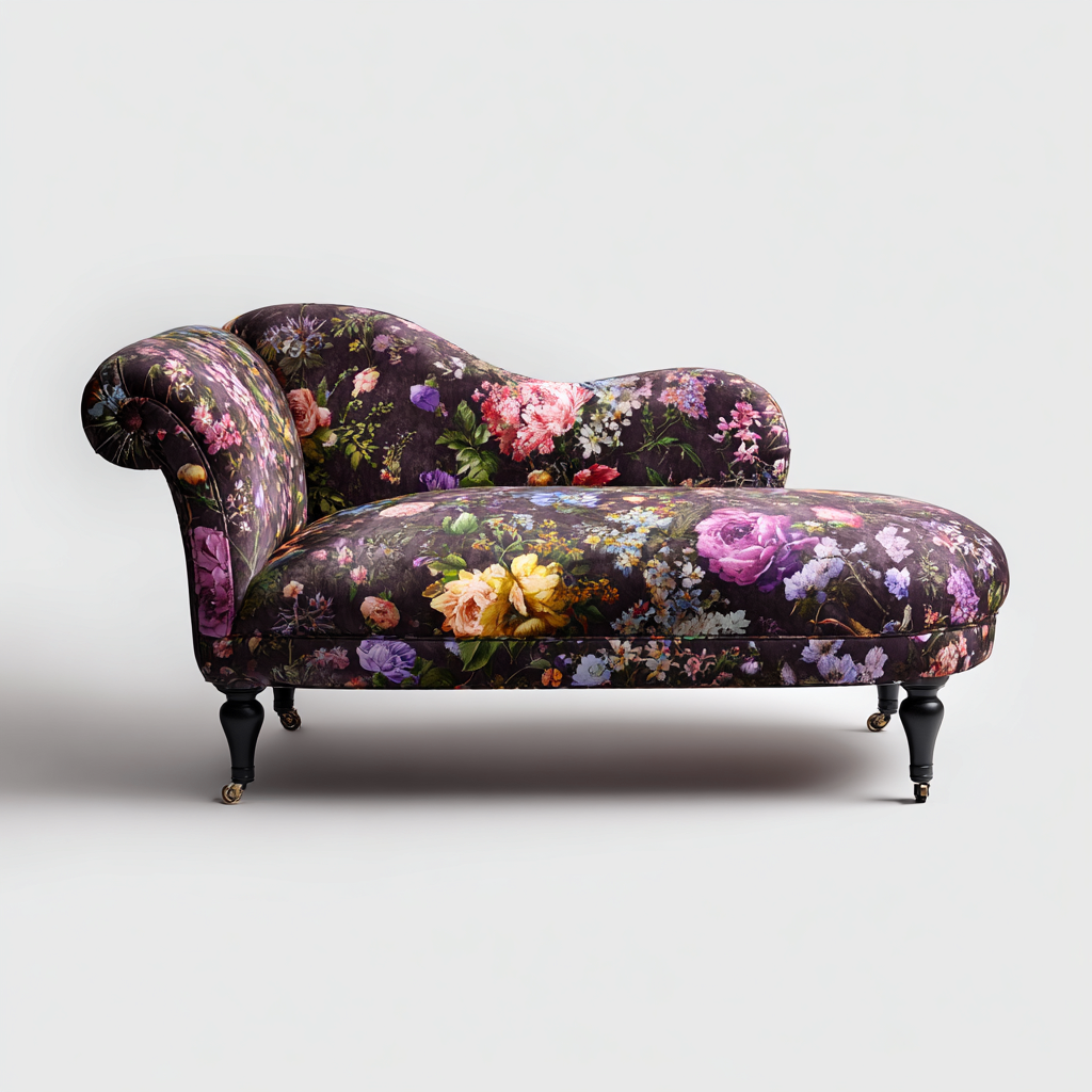 Chaise longue tapizada terciopelo 165x73x88 cm - púrpura-negro - estilo clásico para salón-Oakuply