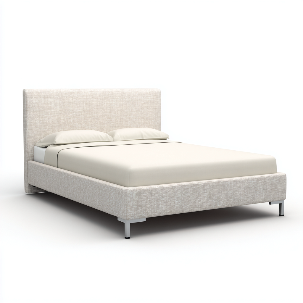 Cama matrimonial tapizada 200x160x45 cm - tela - beige - diseño moderno para dormitorio-Oakuply