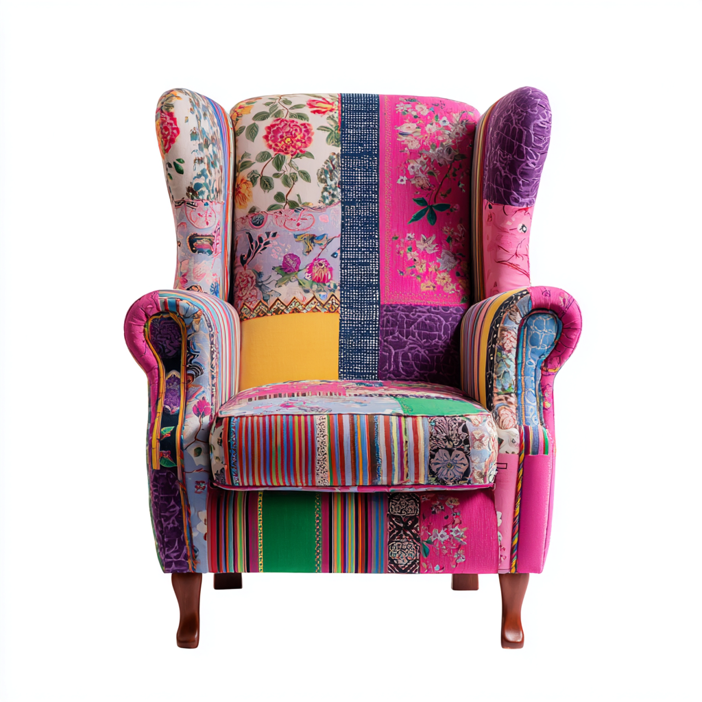 Sillón patchwork 88x80x106 cm - multicolor - diseño clásico-Oakuply