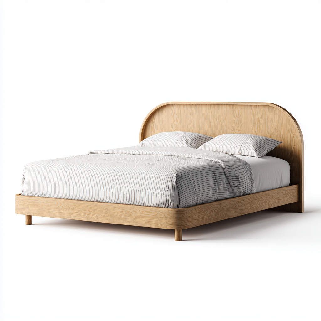 Cama matrimonial de madera 200x160x45 cm - madera maciza - madera natural - diseño moderno para dormitorio-Oakuply