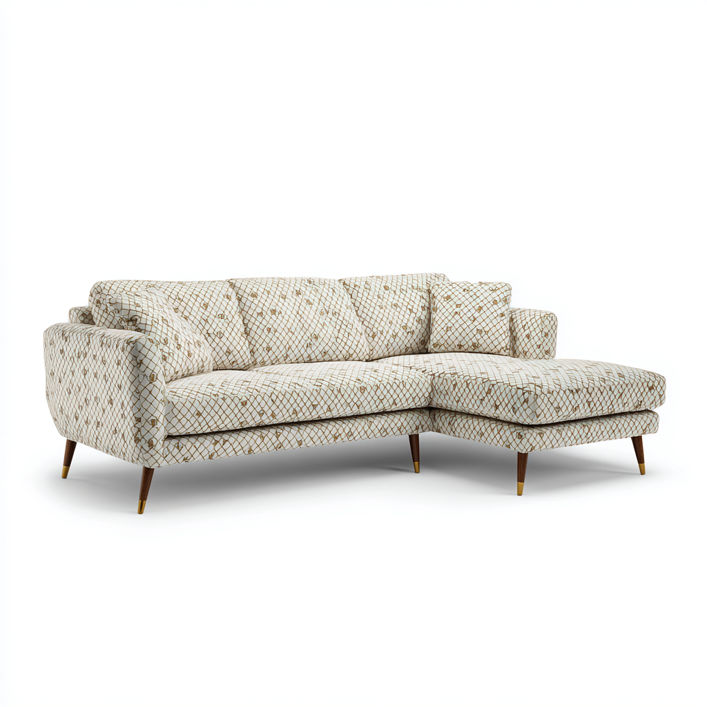 Sofá rinconero tejido estampado 260x155x85 cm - beige - diseño moderno-Oakuply