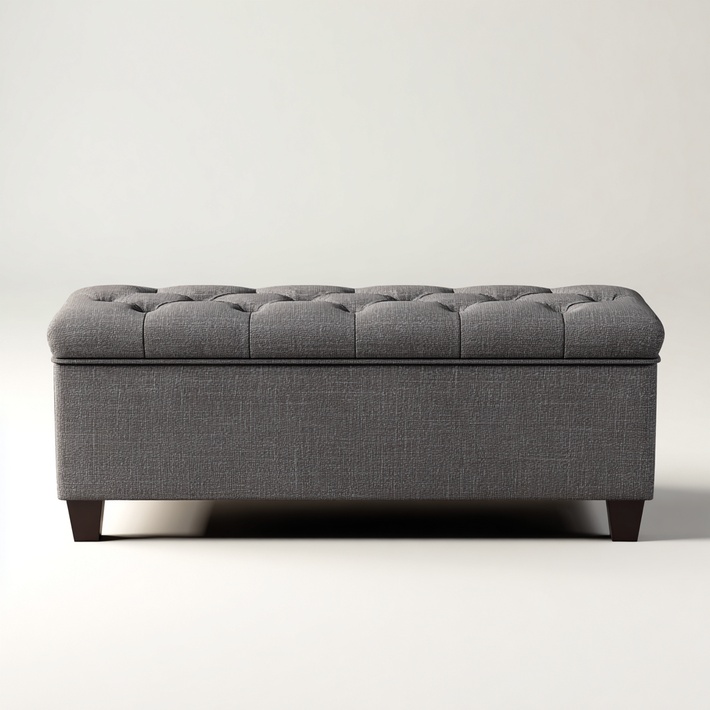 Bancos de dormitorio tapizado en tejido con almacenaje 100x40x45 cm - gris - adecuado para dormitorio - diseño moderno-Oakuply