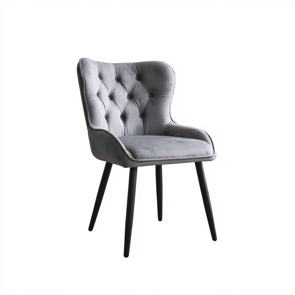 Silla de comedor terciopelo 60x55x85 cm - gris-negro - diseño moderno-Oakuply