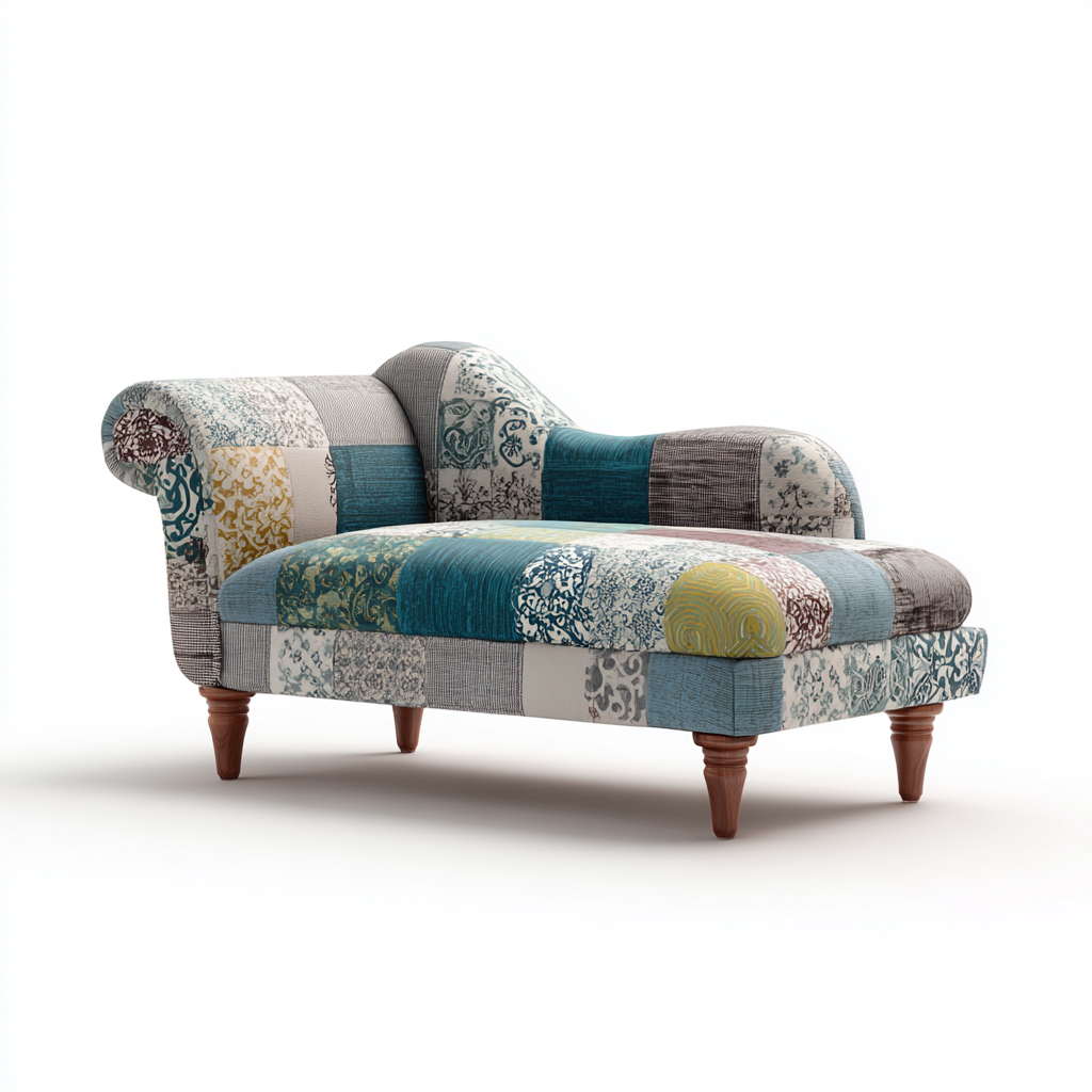 Chaise longue tapizada patchwork 180x75x85 cm - multicolor - adecuada para sala de estar - diseño artístico-Oakuply