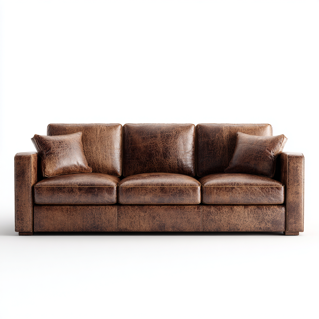 Sofá de 3 plazas cuero 228x97x88 cm - marrón - diseño moderno-Oakuply