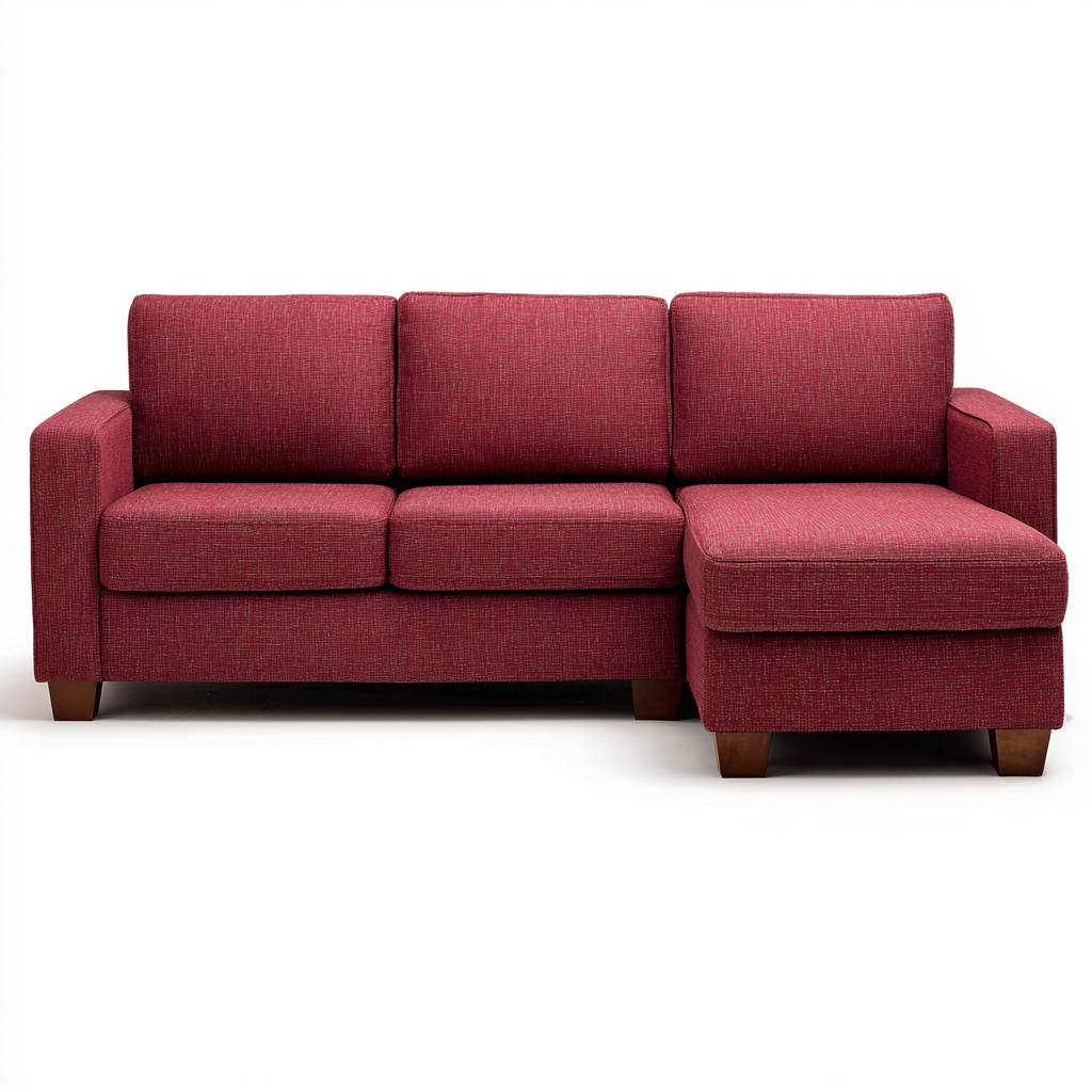 Sofá rinconero tejido 255x150x87 cm - rojo oscuro - diseño moderno-Oakuply