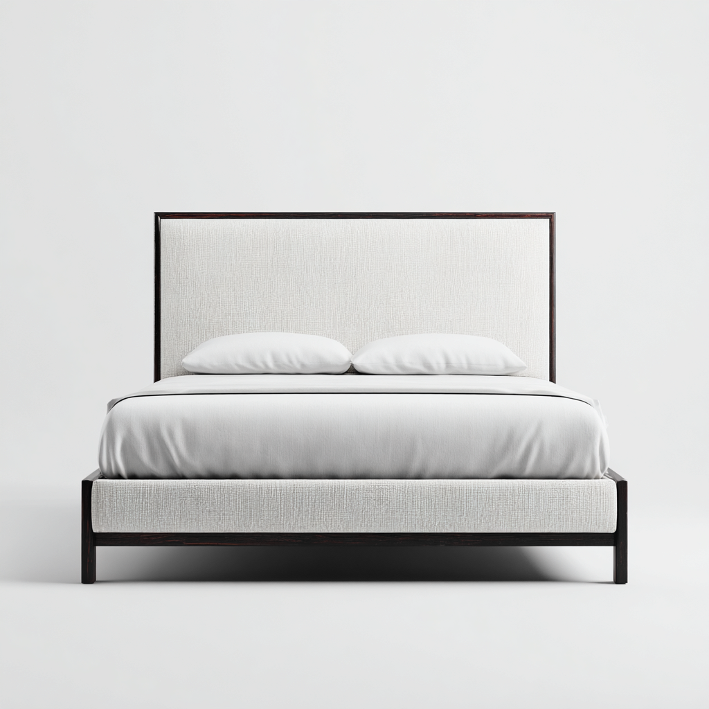 Cama matrimonial tapizada con estructura de madera - 200x160x45 cm - blanco - apta para dormitorio - diseño moderno-Oakuply