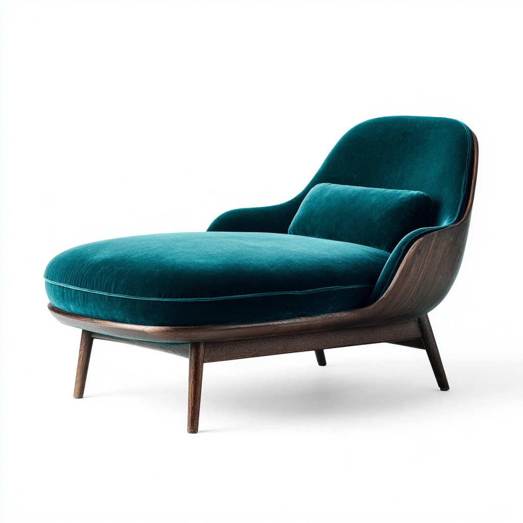 Chaise longue tapizada terciopelo 180x80x85 cm - verde - adecuada para sala de estar - diseño moderno curvo-Oakuply