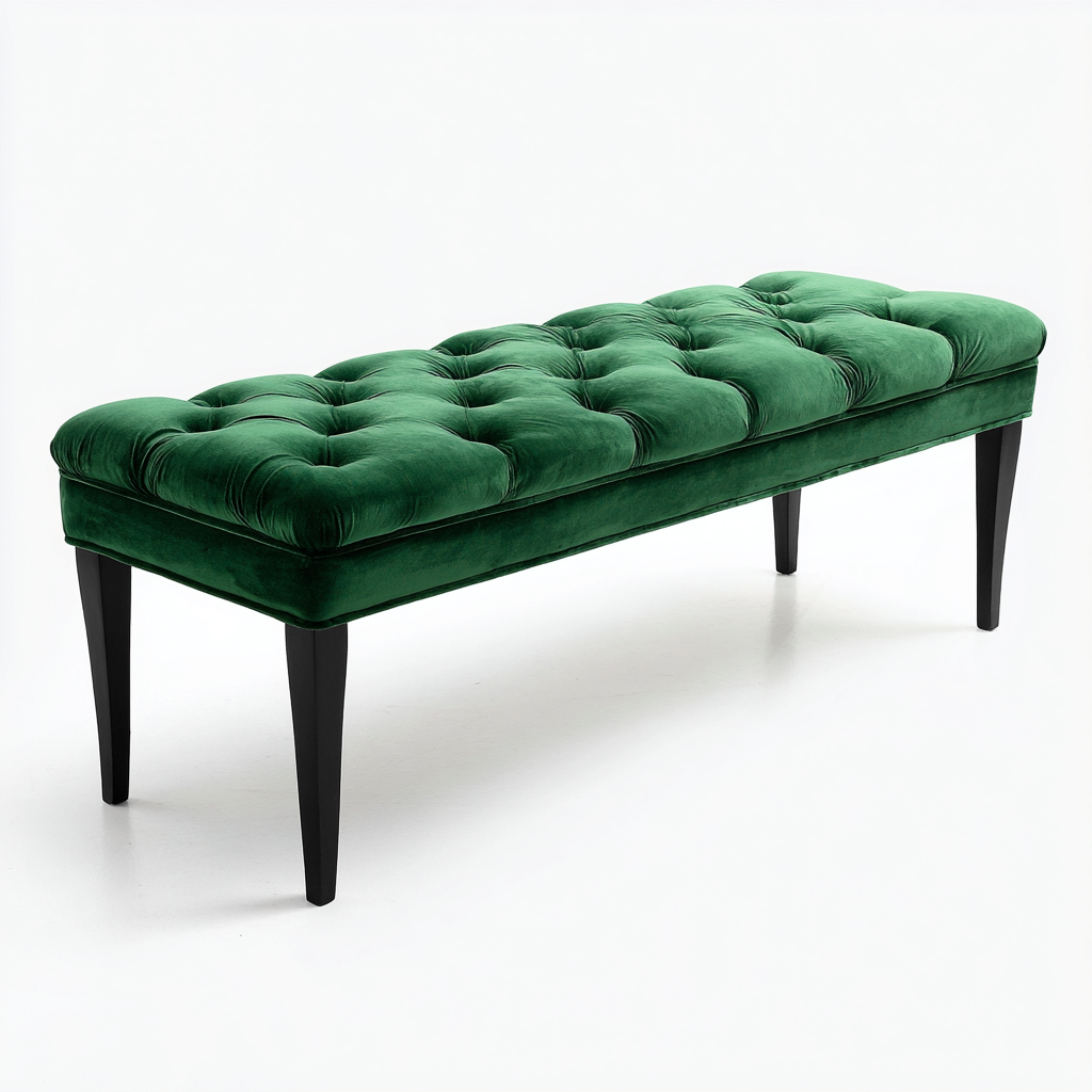 Bancos de dormitorio tapizado en terciopelo 130x45x48 cm - verde - adecuado para dormitorio - diseño clásico-Oakuply