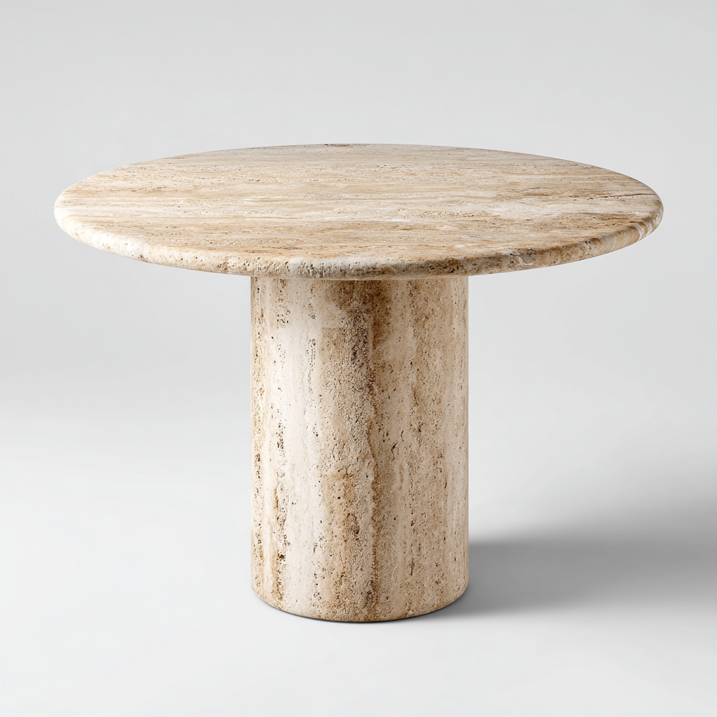Mesa de comedor Travertino 120x120x75 cm - beige - diseño moderno - Para comedor-Oakuply