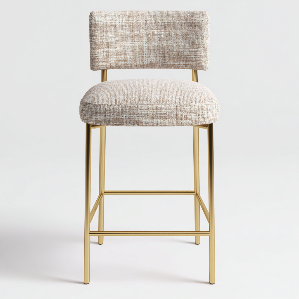 Taburete de bar tapizado metal 45x48x95 cm - beige - diseño moderno-Oakuply