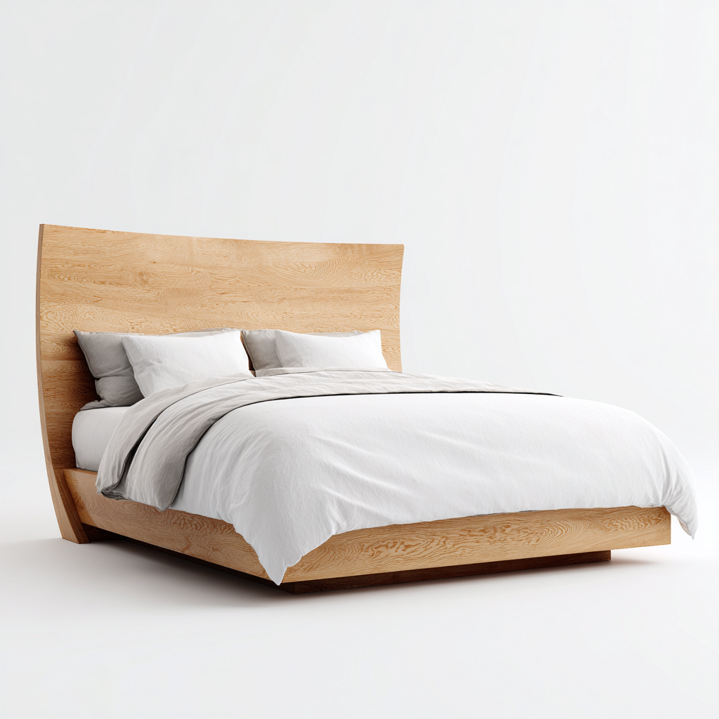 Cama matrimonial de madera maciza - 200x160x50 cm - natural - apta para dormitorio - diseño moderno-Oakuply
