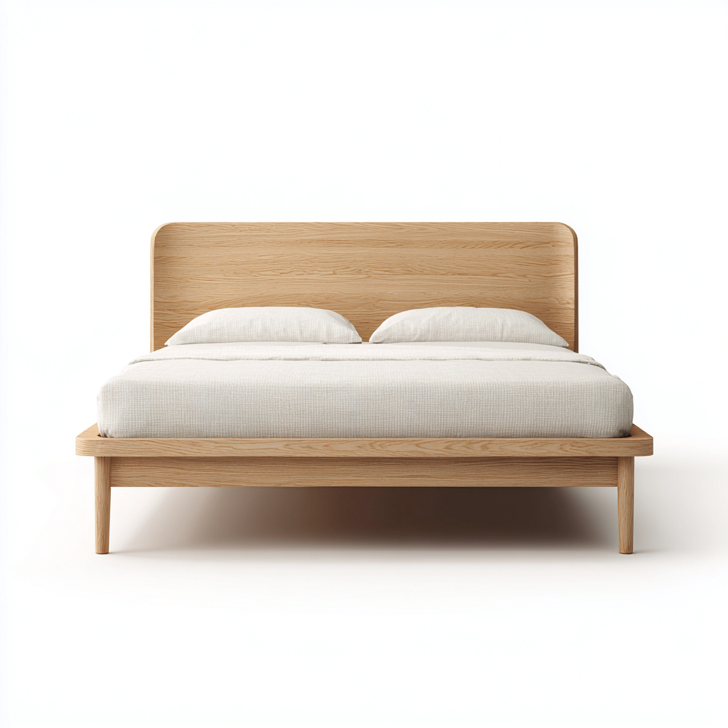 Cama matrimonial de madera 200x160x45 cm - madera maciza - madera natural - diseño moderno para dormitorio-Oakuply