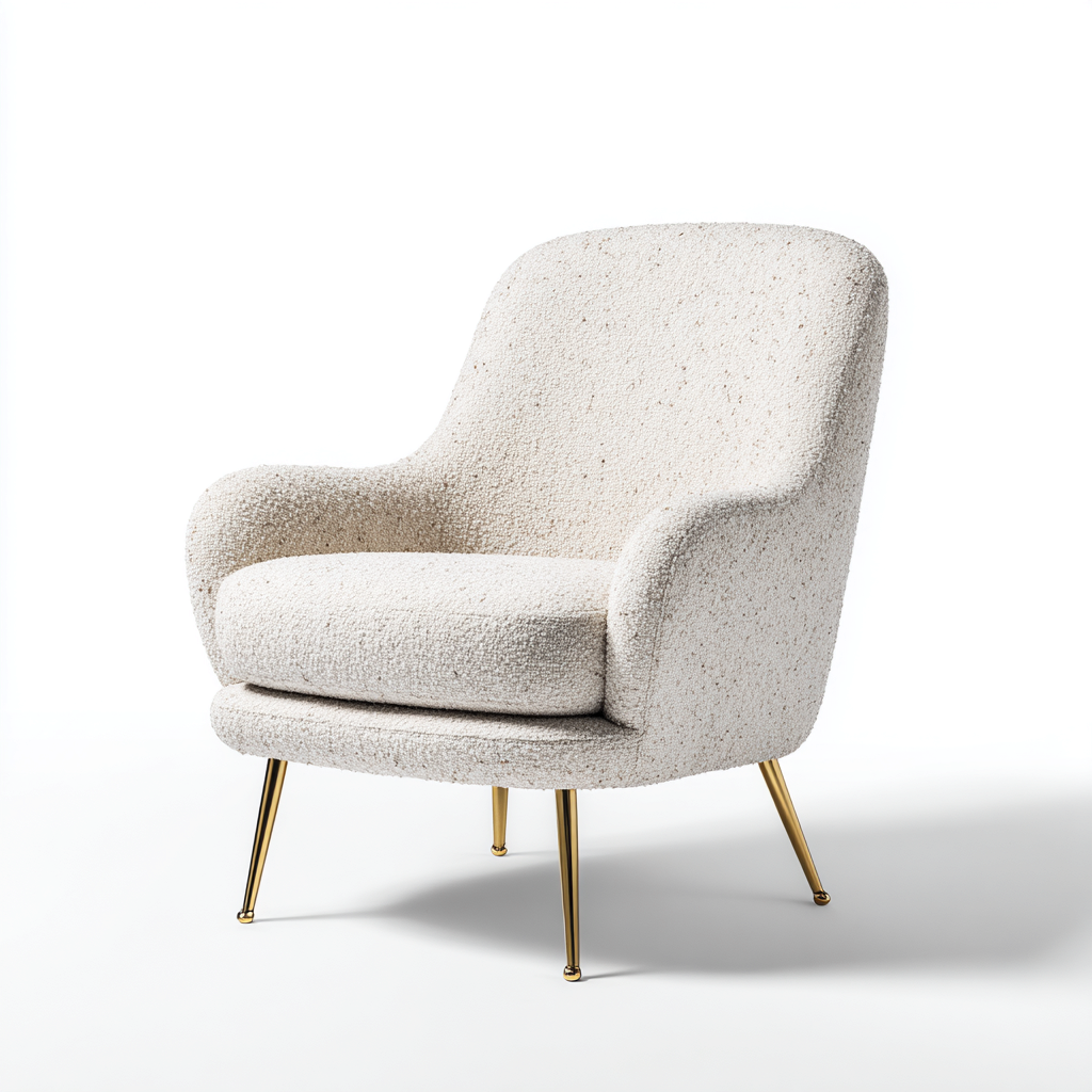 Sillón tapizado bouclé 86x80x92 cm - blanco - diseño moderno-Oakuply