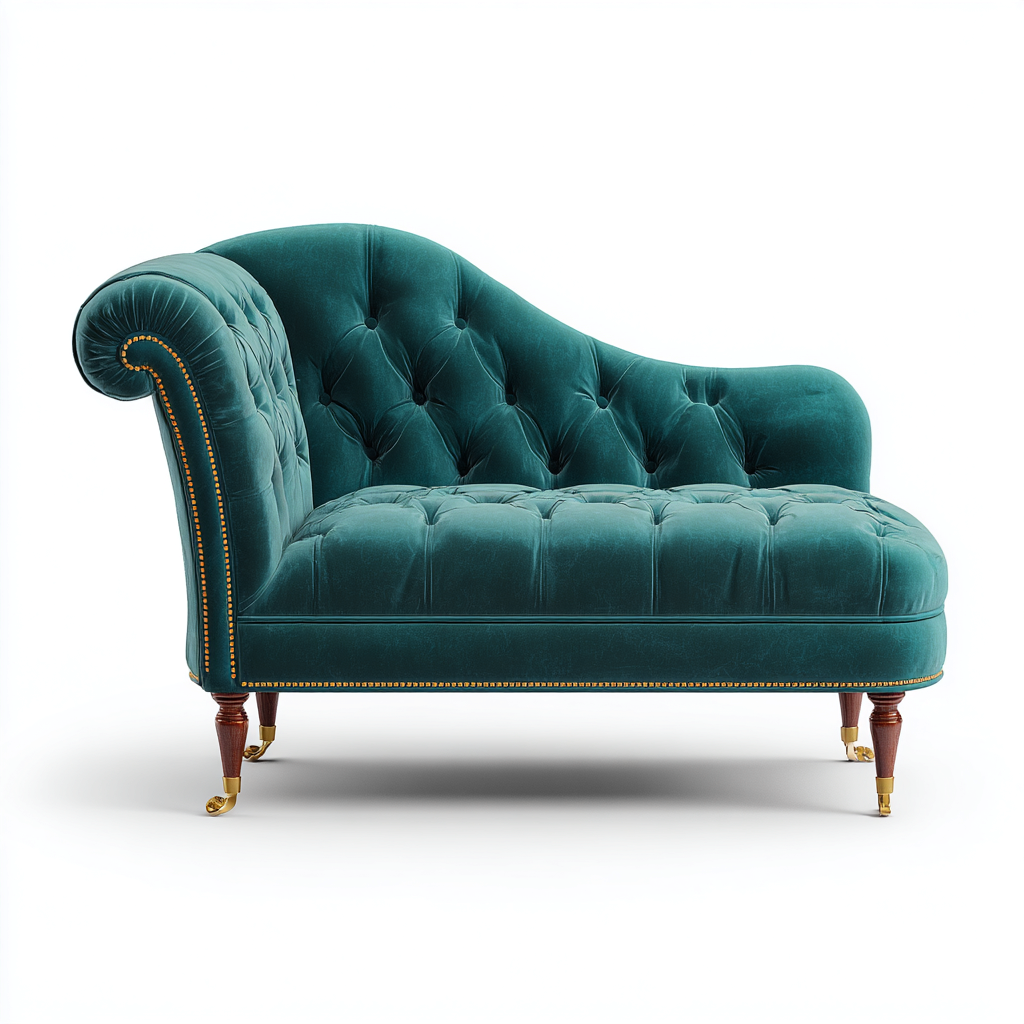 Chaise longue tapizada terciopelo 180x80x85 cm - verde - adecuada para sala de estar - diseño clásico chesterfield-Oakuply