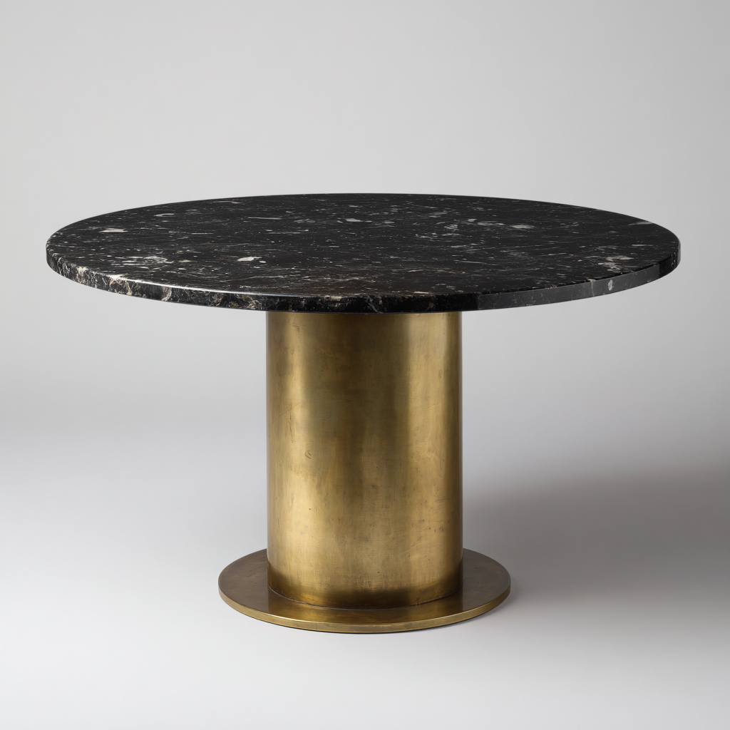 Mesa de comedor mármol y metal 130x130x75 cm - negro-dorado - adecuado para comedor - diseño moderno-Oakuply