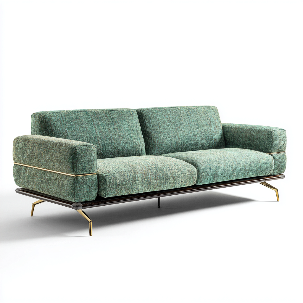 Sofá 3 plazas tapizado 220x90x85 cm - verde aguamarina - para salón - diseño moderno-Oakuply