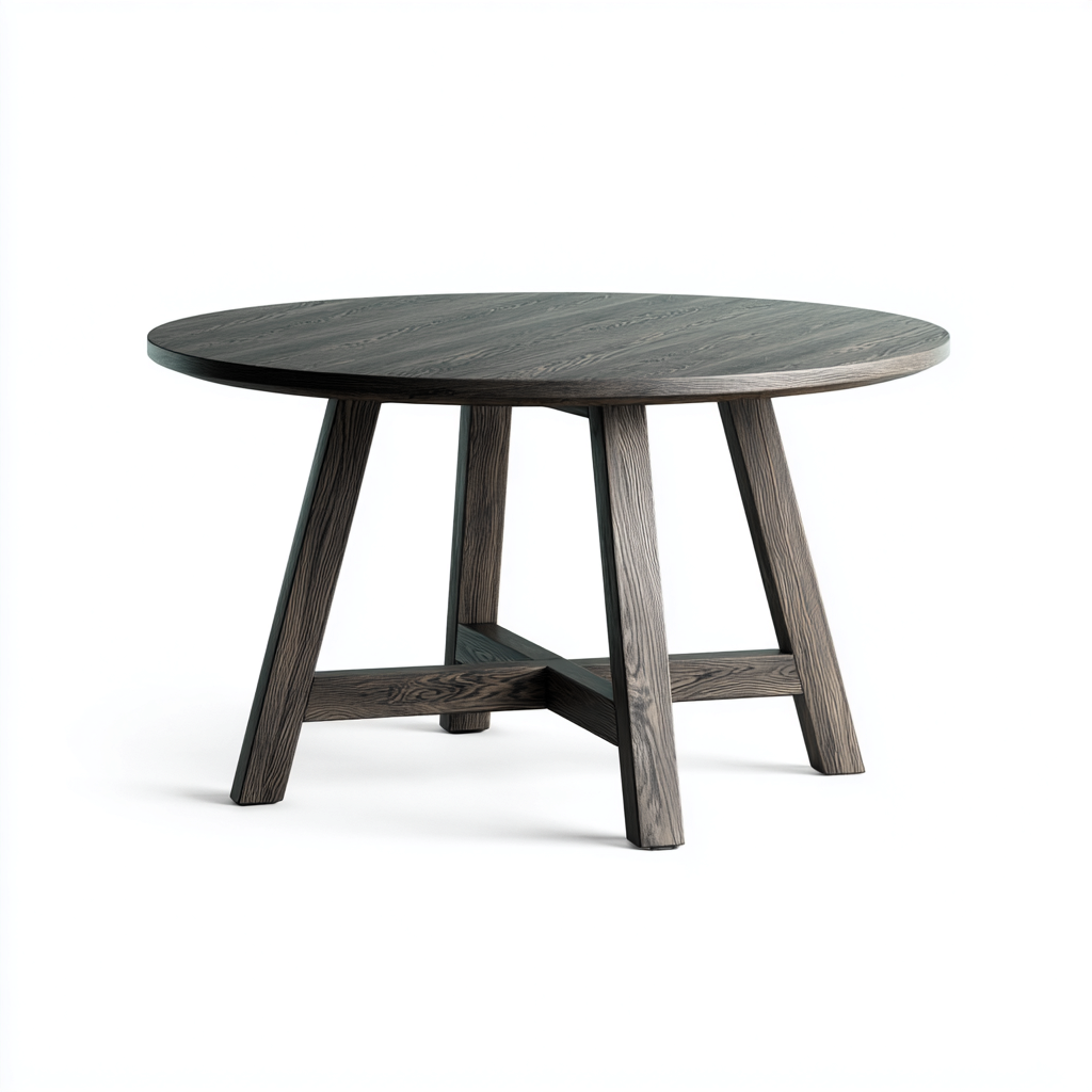 Mesa de comedor madera maciza 110x110x75 cm - gris oscuro - diseño redondo estable-Oakuply