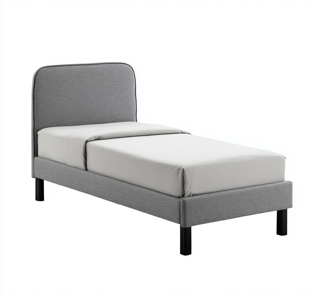 Cama individual tapizada 190x95x55 cm - gris - estilo moderno para dormitorio-Oakuply